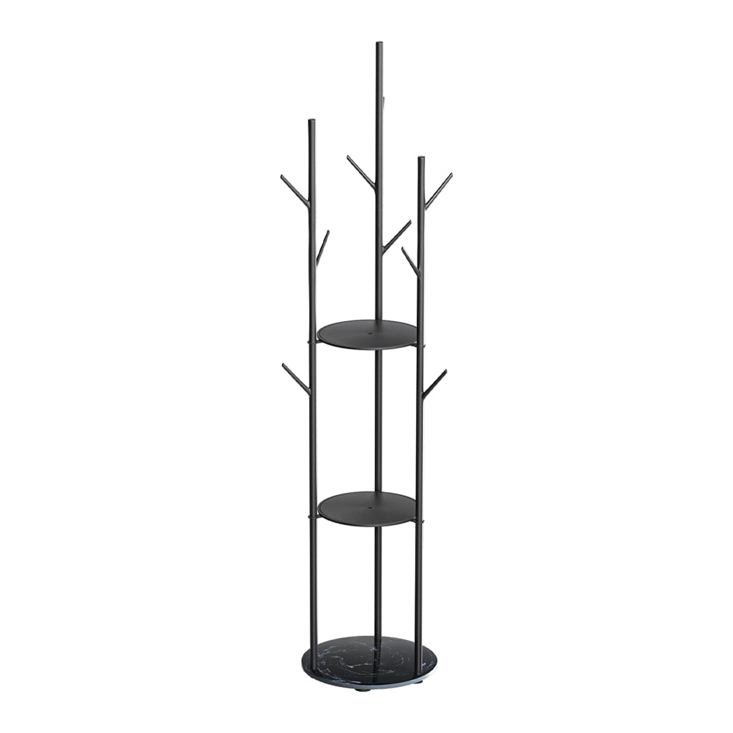 8 - Hook Coat Rack with Shelves Organizer Stand - Black - Rivercity House & Home Co. (ABN 18 642 972 209) - Affordable Modern Furniture Australia