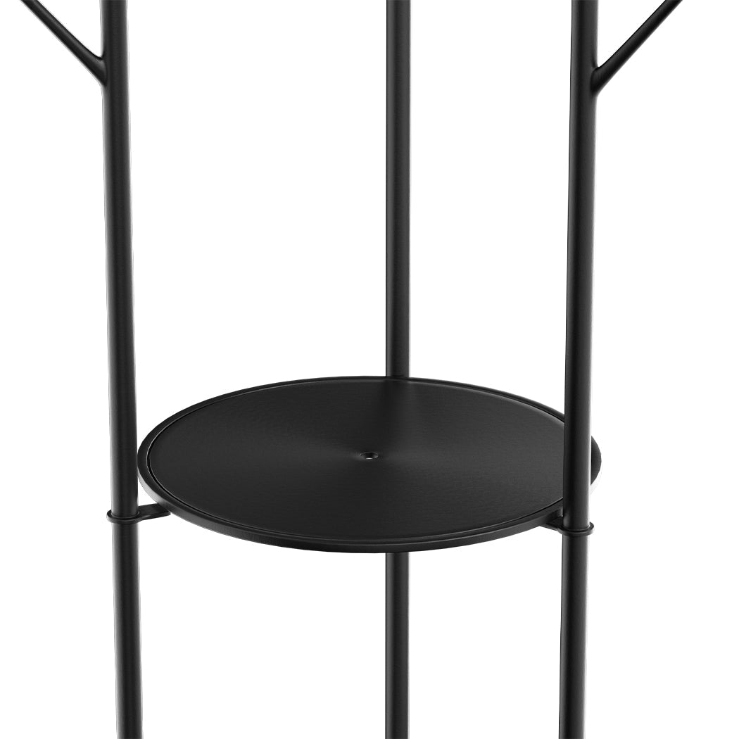 8 - Hook Coat Rack with Shelves Organizer Stand - Black - Rivercity House & Home Co. (ABN 18 642 972 209) - Affordable Modern Furniture Australia