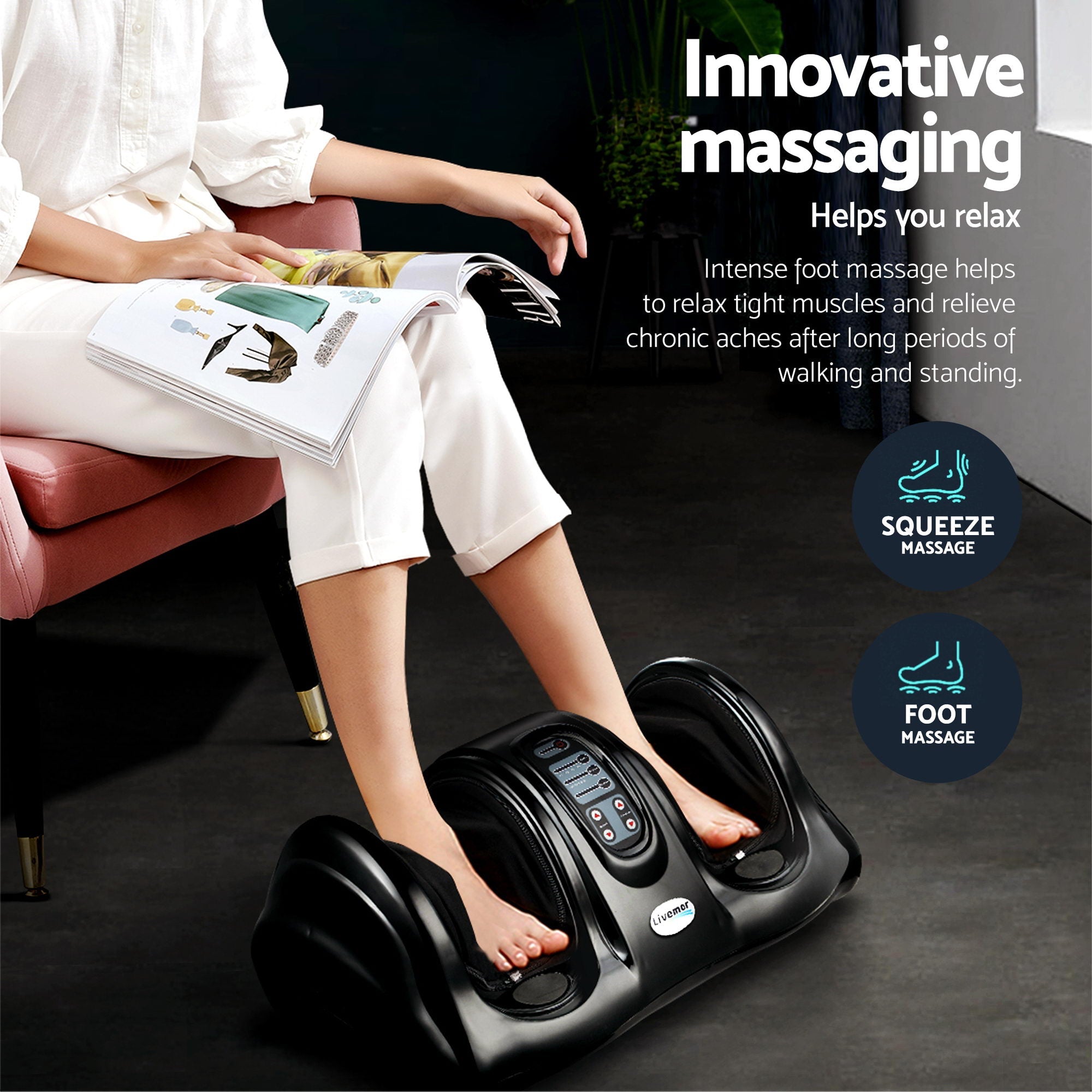 8 - nodes Full Back Massage Seat Cushion Heating With Foot Massagers - Health & Beauty > Massage & Relaxation > Massagers - Rivercity House & Home Co. (ABN 18 642 972 209) - Affordable Modern Furniture Australia