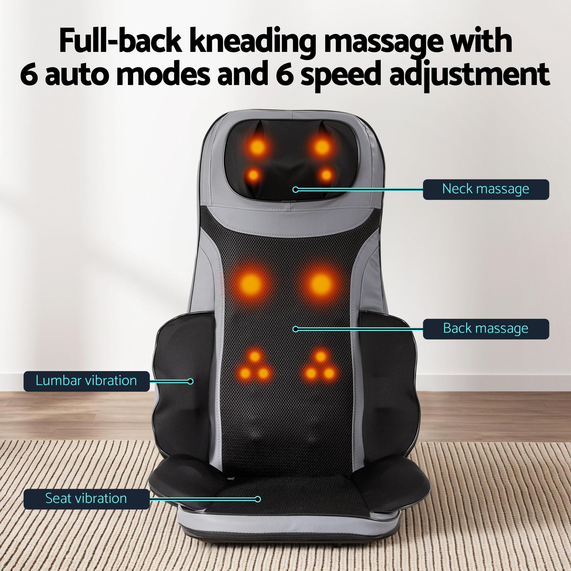 8 - nodes Full Back Massage Seat Cushion Heating With Foot Massagers - Health & Beauty > Massage & Relaxation > Massagers - Rivercity House & Home Co. (ABN 18 642 972 209) - Affordable Modern Furniture Australia