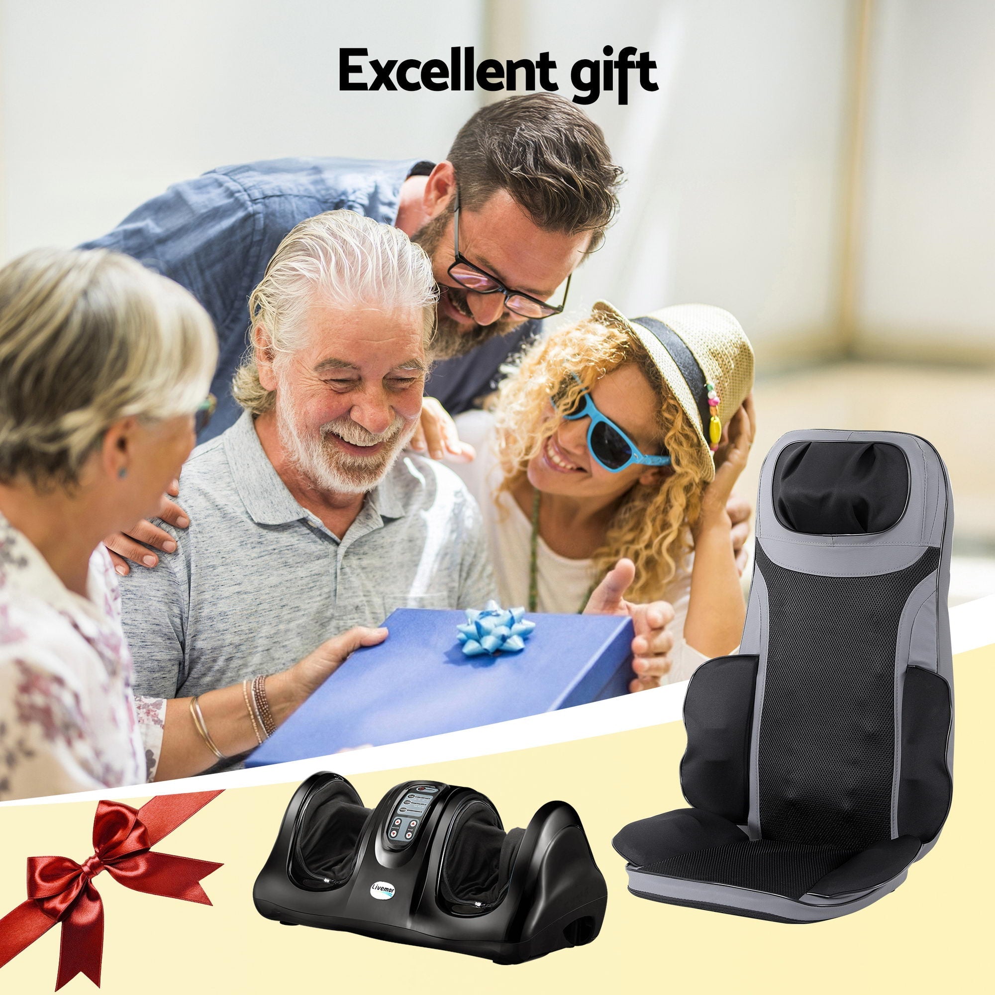 8 - nodes Full Back Massage Seat Cushion Heating With Foot Massagers - Health & Beauty > Massage & Relaxation > Massagers - Rivercity House & Home Co. (ABN 18 642 972 209) - Affordable Modern Furniture Australia