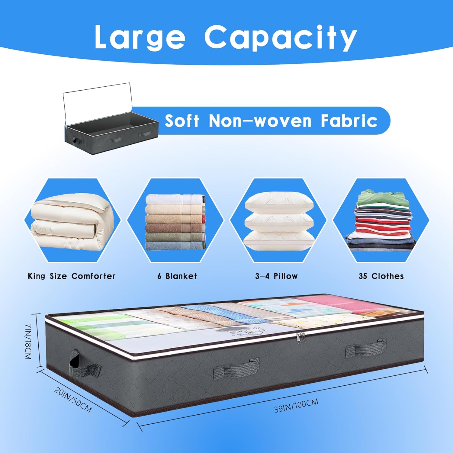 8 Pack 90L Underbed Storage Bins for Comforters, Linen, Pillows, Toys, Towels, Blankets - Clear Top - Furniture > Outdoor > Outdoor Storage Boxes - Rivercity House & Home Co. (ABN 18 642 972 209) - Affordable Modern Furniture Australia