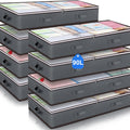 8 Pack 90L Underbed Storage Bins for Comforters, Linen, Pillows, Toys, Towels, Blankets - Clear Top