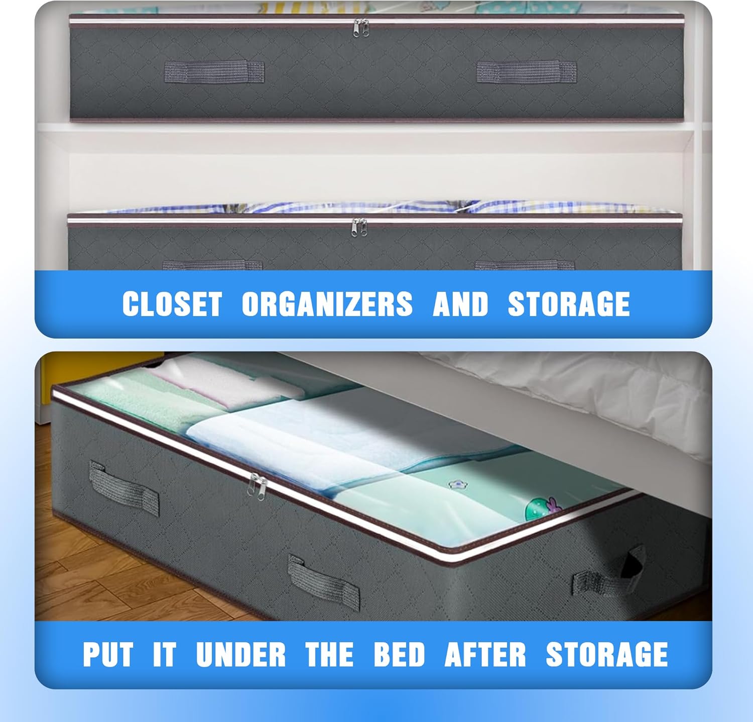 8 Pack 90L Underbed Storage Bins for Comforters, Linen, Pillows, Toys, Towels, Blankets - Clear Top - Furniture > Outdoor > Outdoor Storage Boxes - Rivercity House & Home Co. (ABN 18 642 972 209) - Affordable Modern Furniture Australia