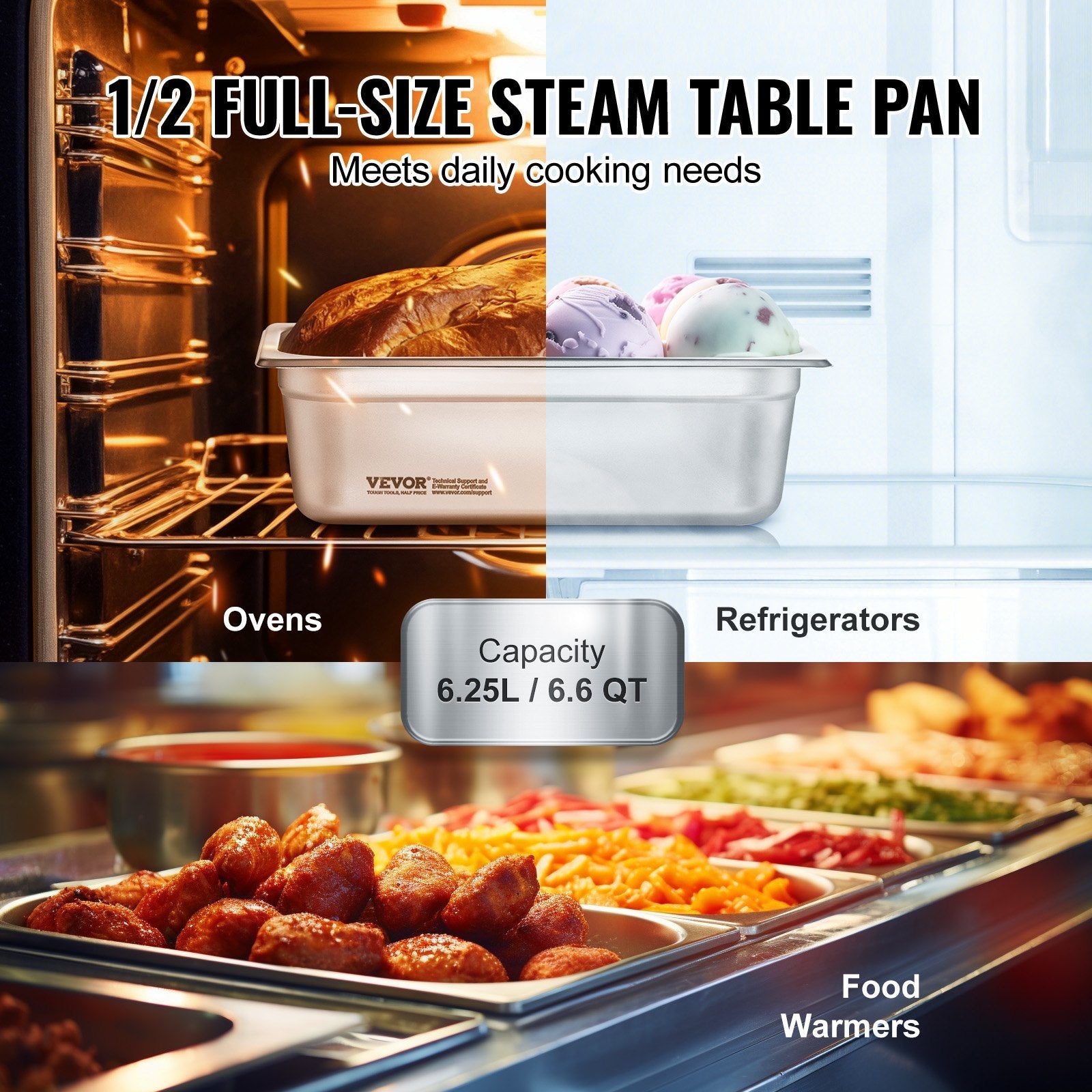 8 Pack Hotel Pans, 1/2 Size Anti - Jam Steam Pan with Lid, 0.8mm Thick Stainless Steel Steam Table Pan, 4 - Inch Deep Commercial Table Pan, Catering Storage Food Pan, for Industrial & Scientific - Home & Garden > Kitchenware > Food Storage - Rivercity House & Home Co. (ABN 18 642 972 209) - Affordable Modern Furniture Australia