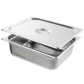 8 Pack 1/2 Size Anti-Jam Steam Table Pans with Lids, 0.8mm Stainless Steel, 4-Inch Deep - Silver
