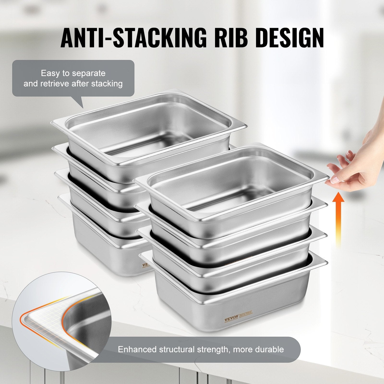 8 Pack Hotel Pans, 1/2 Size Anti - Jam Steam Pan with Lid, 0.8mm Thick Stainless Steel Steam Table Pan, 4 - Inch Deep Commercial Table Pan, Catering Storage Food Pan, for Industrial & Scientific - Home & Garden > Kitchenware > Food Storage - Rivercity House & Home Co. (ABN 18 642 972 209) - Affordable Modern Furniture Australia