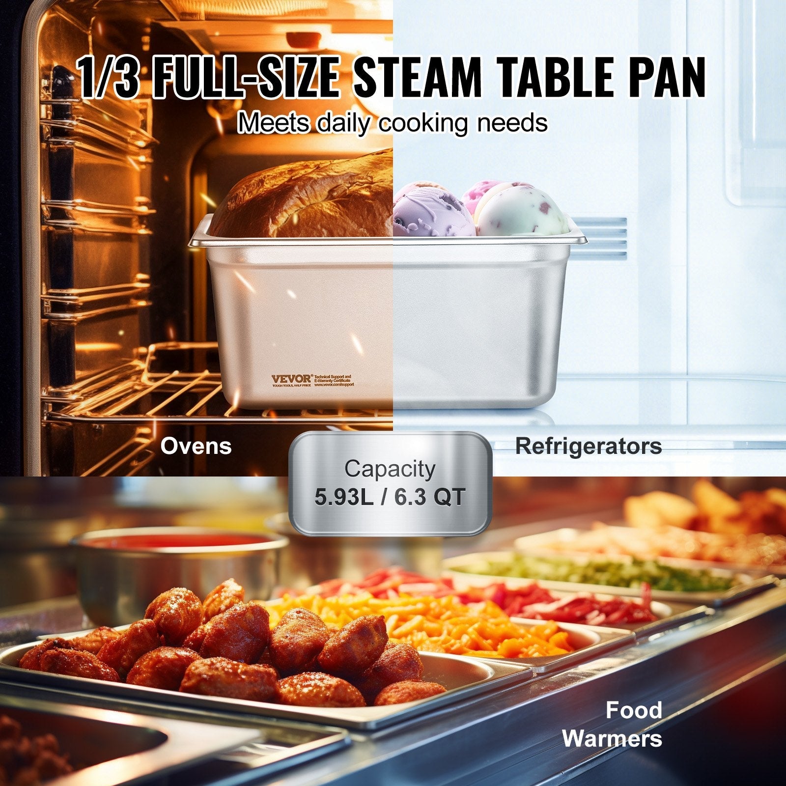 8 Pack Hotel Pans, 1/3 Size Anti - Jam Steam Pan with Lid, 0.8mm Thick Stainless Steel Steam Table Pan, 6 - Inch Deep Commercial Table Pan, Catering Storage Food Pan, for Industrial & Scientific - Home & Garden > Kitchenware > Food Storage - Rivercity House & Home Co. (ABN 18 642 972 209) - Affordable Modern Furniture Australia