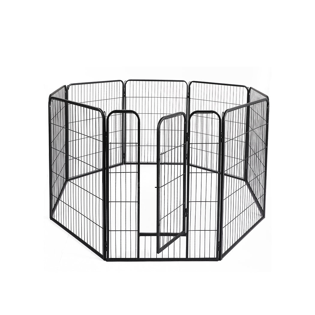8 Panel 24 Inch Pet Dog Puppy Playpen with Door - Black - Rivercity House & Home Co. (ABN 18 642 972 209) - Affordable Modern Furniture Australia