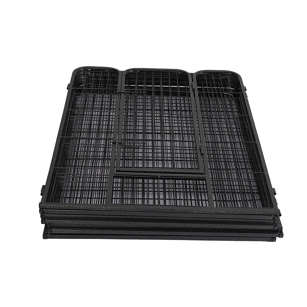 8 Panel 24 Inch Pet Dog Puppy Playpen with Door - Black - Rivercity House & Home Co. (ABN 18 642 972 209) - Affordable Modern Furniture Australia
