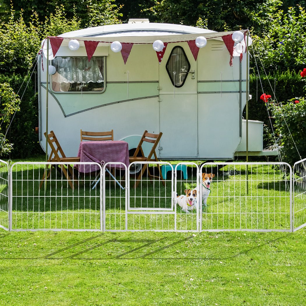 8 - Panel 24'' Pet Dog Playpen with Lockable Gate - White - Rivercity House & Home Co. (ABN 18 642 972 209) - Affordable Modern Furniture Australia