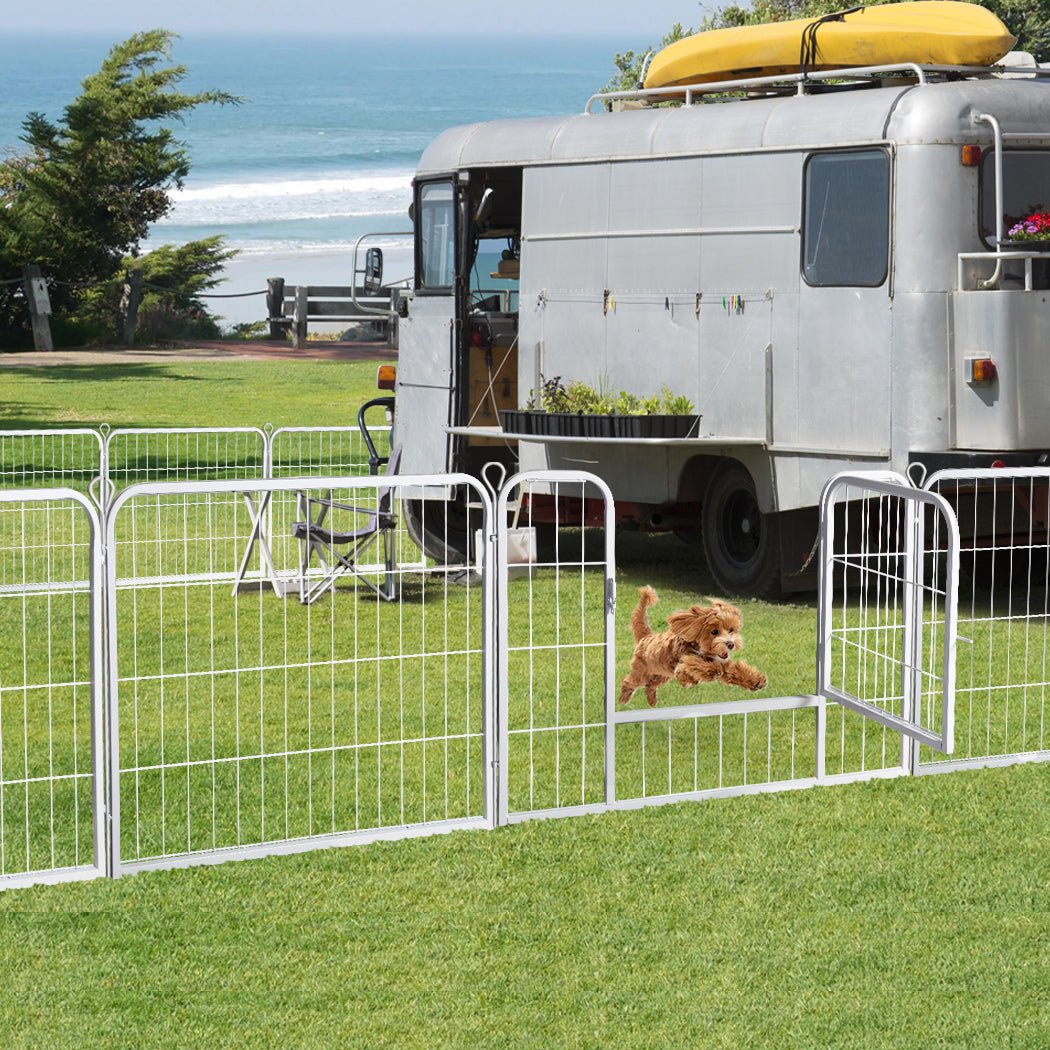 8 - Panel 24'' Pet Dog Playpen with Lockable Gate - White - Rivercity House & Home Co. (ABN 18 642 972 209) - Affordable Modern Furniture Australia