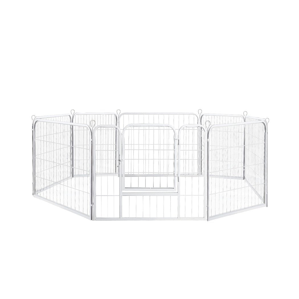 8 - Panel 24'' Pet Dog Playpen with Lockable Gate - White - Rivercity House & Home Co. (ABN 18 642 972 209) - Affordable Modern Furniture Australia