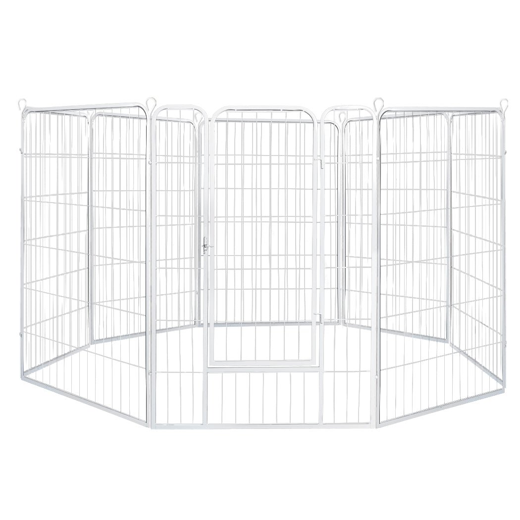 8 Panel 40'' Pet Dog Puppy Playpen with Lockable Gate - White - Rivercity House & Home Co. (ABN 18 642 972 209) - Affordable Modern Furniture Australia