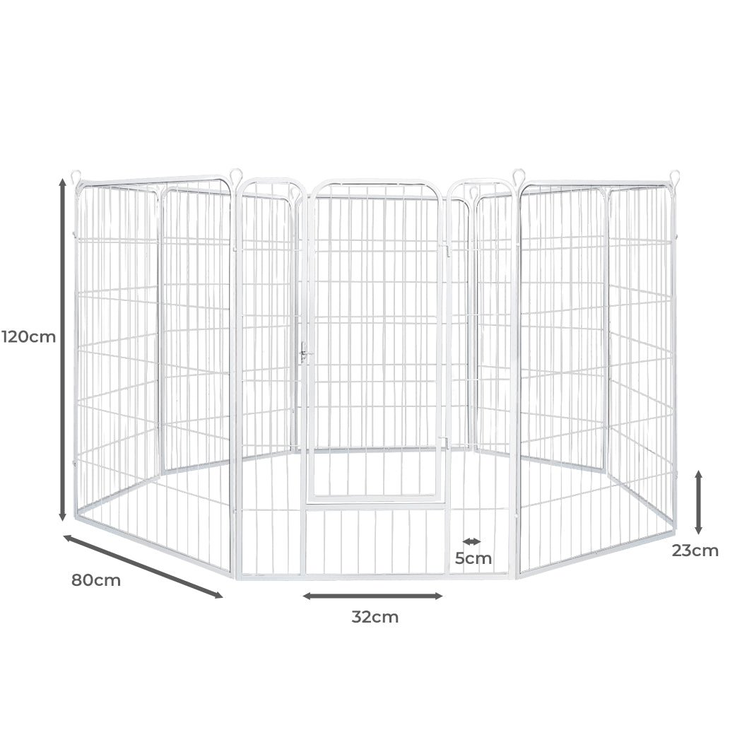 8 Panel 48'' Pet Dog Playpen with Lockable Gate - White - Rivercity House & Home Co. (ABN 18 642 972 209) - Affordable Modern Furniture Australia