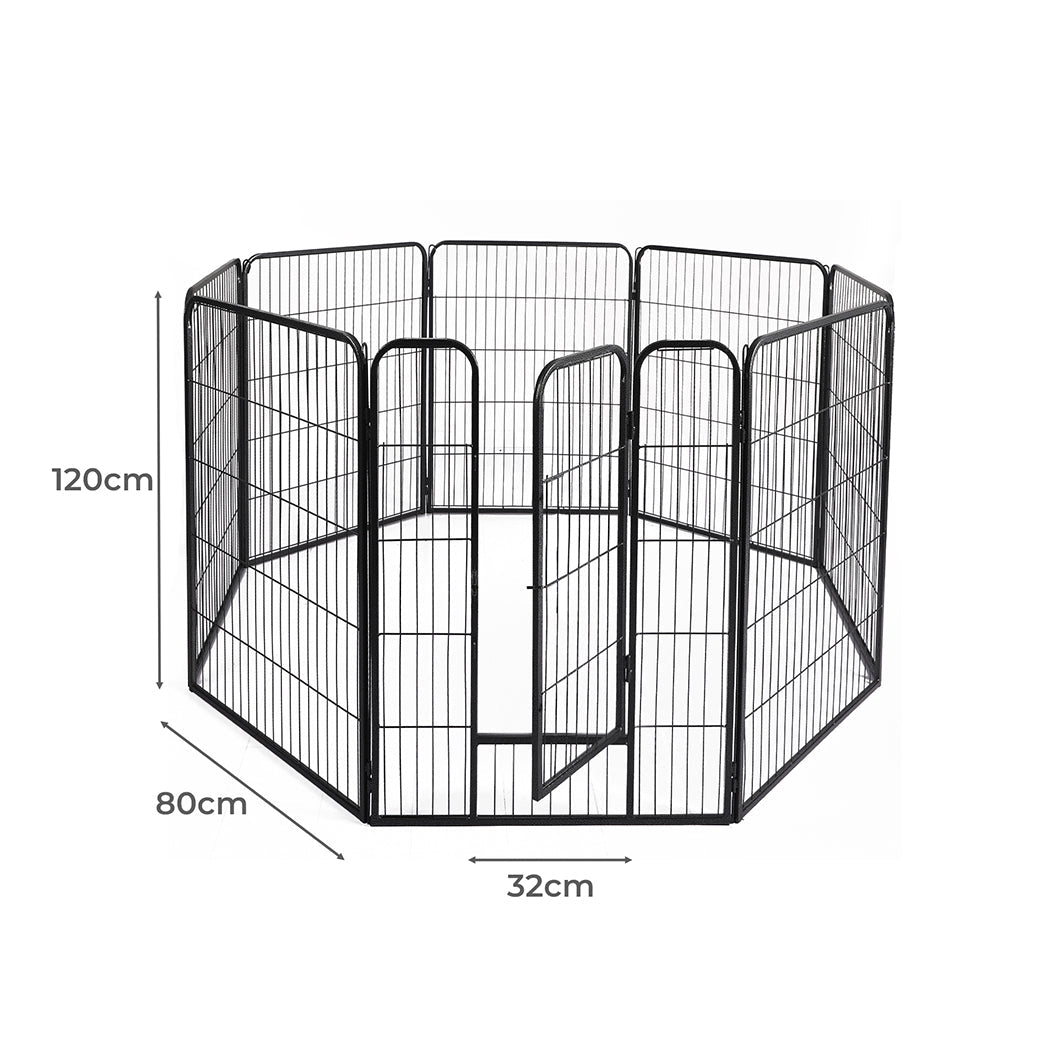 8 Panel Pet Dog Playpen Puppy Exercise Pen with Lockable Gate - Black - Rivercity House & Home Co. (ABN 18 642 972 209) - Affordable Modern Furniture Australia