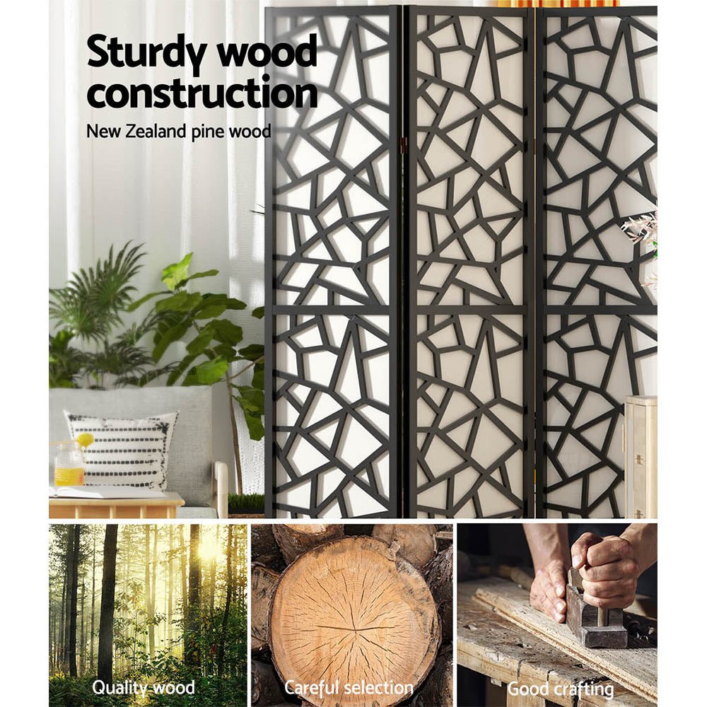8 Panel Room Divider Screen 325x170cm Clover Black - Furniture > Bedroom > Room Dividers - Rivercity House & Home Co. (ABN 18 642 972 209) - Affordable Modern Furniture Australia
