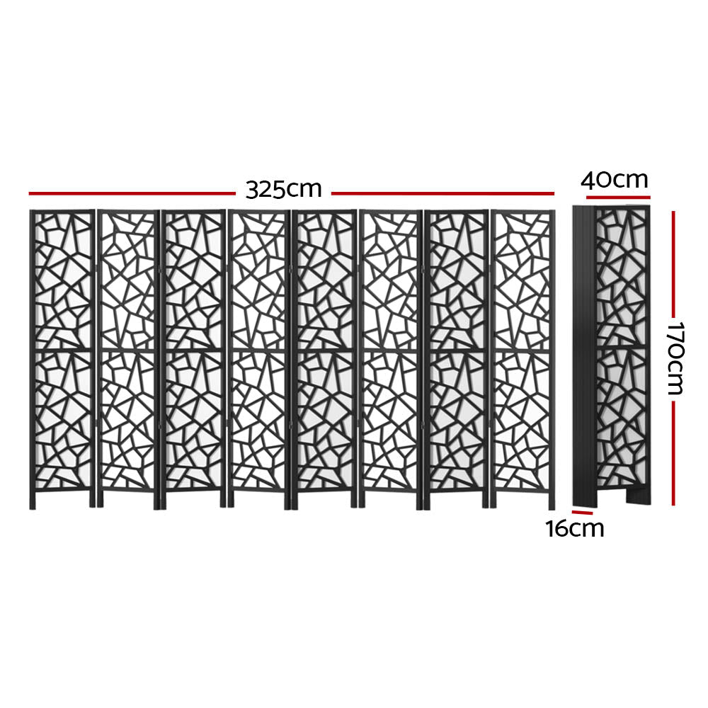 8 Panel Room Divider Screen 325x170cm Clover Black - Furniture > Bedroom > Room Dividers - Rivercity House & Home Co. (ABN 18 642 972 209) - Affordable Modern Furniture Australia