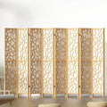 8 Panel Room Divider Screen 325x170cm Foldable Pine Wood with Fabric Panels - Natural