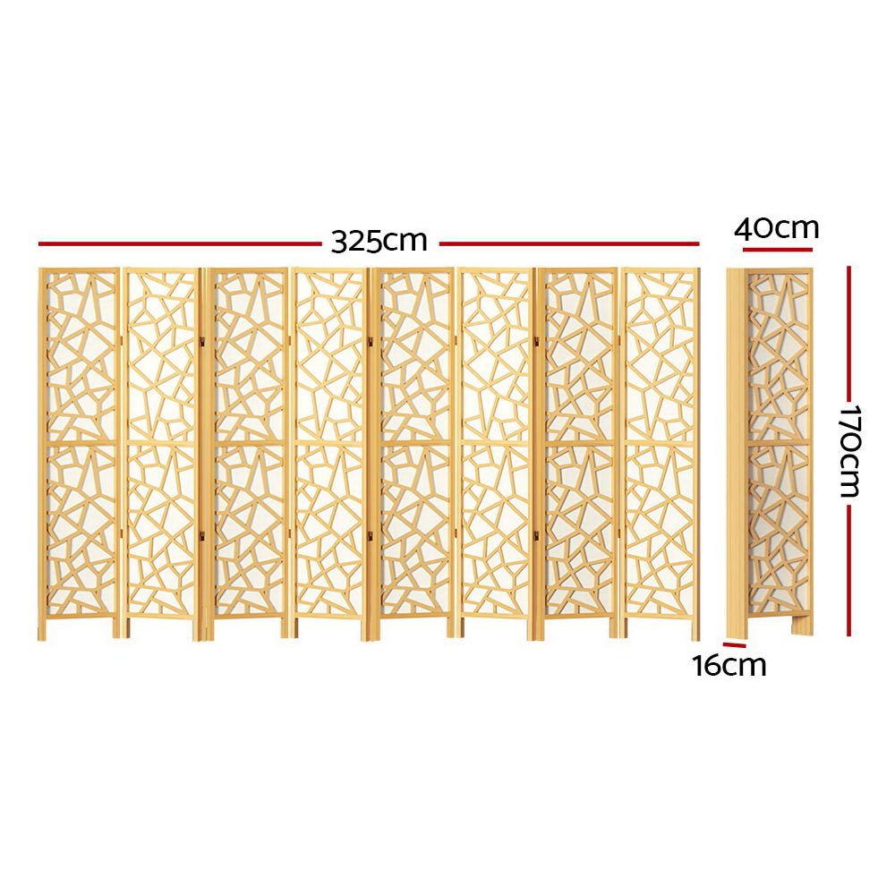 8 Panel Room Divider Screen 325x170cm Clover Natural - Furniture > Bedroom > Room Dividers - Rivercity House & Home Co. (ABN 18 642 972 209) - Affordable Modern Furniture Australia