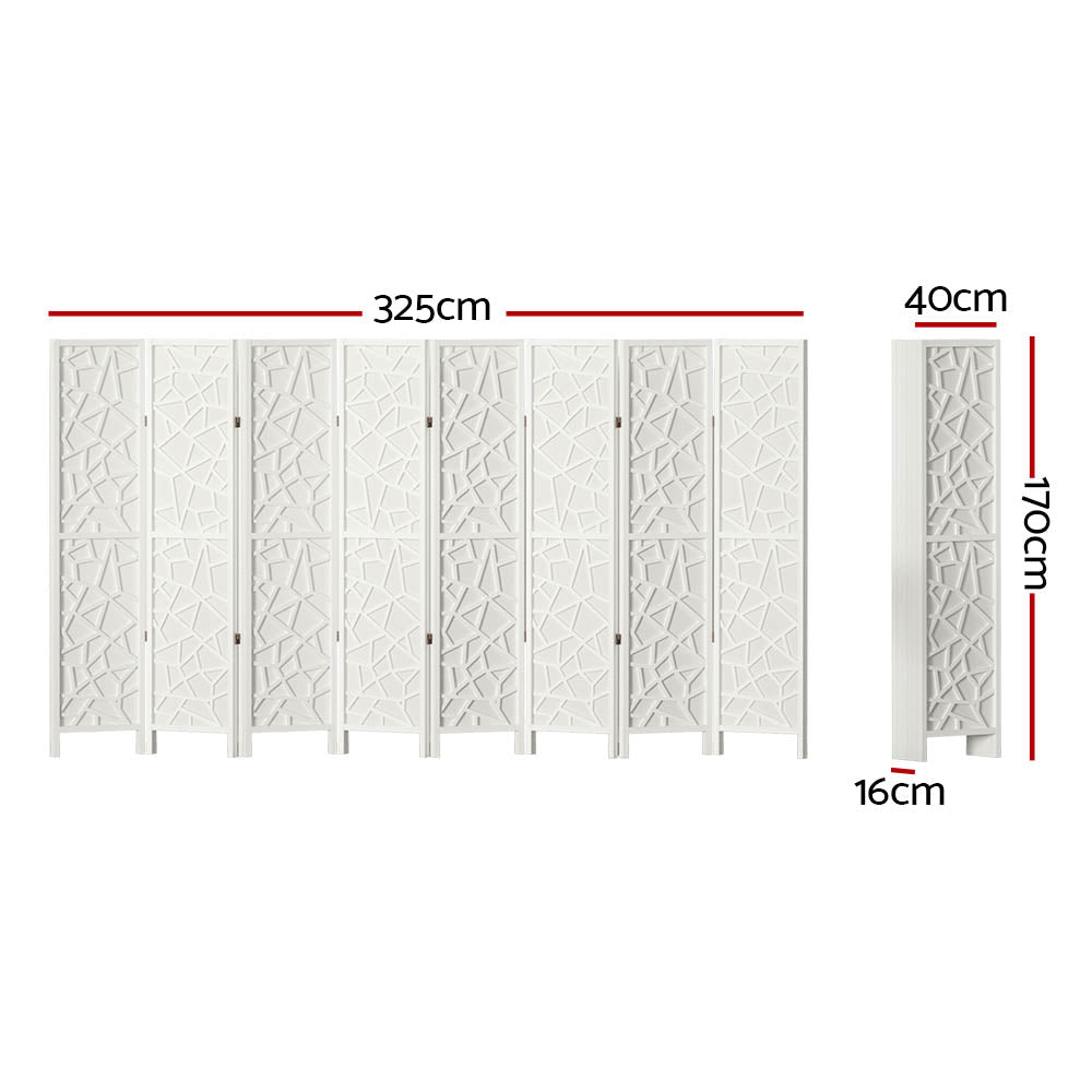 8 Panel Room Divider Screen 325x170cm Clover White - Furniture > Bedroom > Room Dividers - Rivercity House & Home Co. (ABN 18 642 972 209) - Affordable Modern Furniture Australia