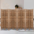 8-Panel Room Divider Screen 326x170cm with Louver Oak Finish - White