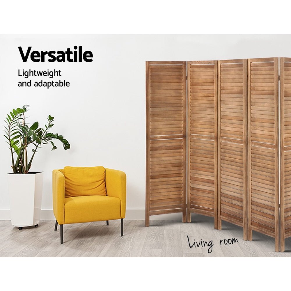 8-Panel Room Divider Screen 326x170cm with Louver Oak Finish - White - Furniture > Bedroom > Room Dividers - Rivercity House & Home Co. (ABN 18 642 972 209) - Affordable Modern Furniture Australia