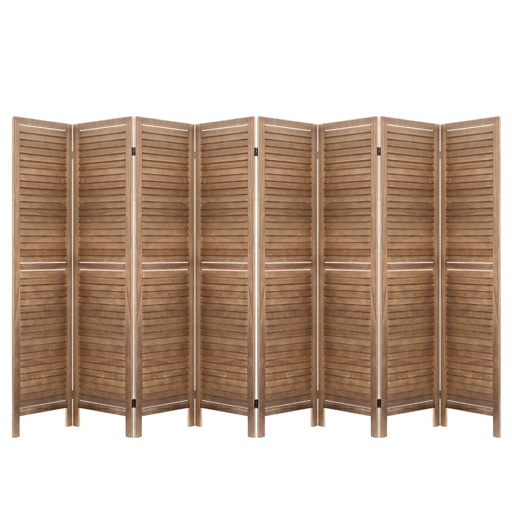 8-Panel Room Divider Screen 326x170cm with Louver Oak Finish - White - Furniture > Bedroom > Room Dividers - Rivercity House & Home Co. (ABN 18 642 972 209) - Affordable Modern Furniture Australia