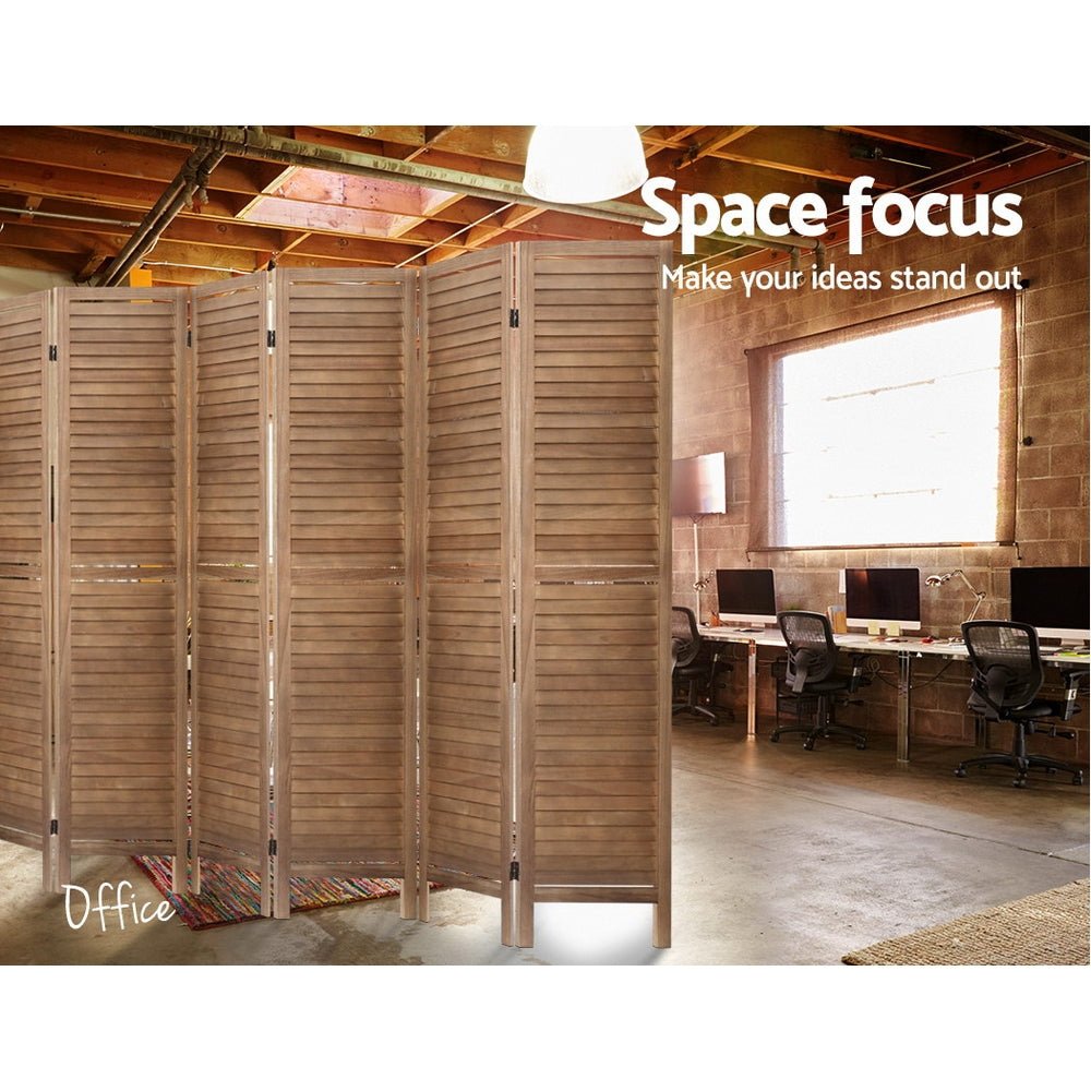 8-Panel Room Divider Screen 326x170cm with Louver Oak Finish - White - Furniture > Bedroom > Room Dividers - Rivercity House & Home Co. (ABN 18 642 972 209) - Affordable Modern Furniture Australia