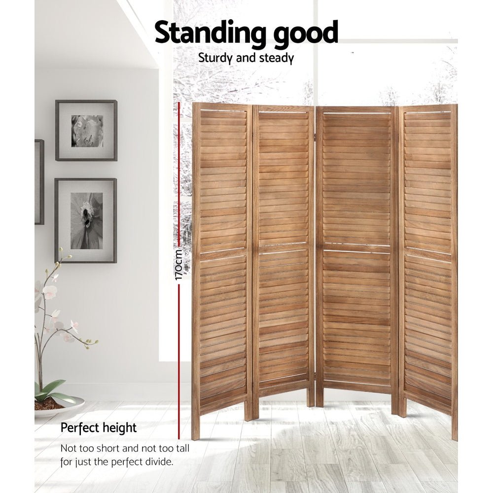8-Panel Room Divider Screen 326x170cm with Louver Oak Finish - White - Furniture > Bedroom > Room Dividers - Rivercity House & Home Co. (ABN 18 642 972 209) - Affordable Modern Furniture Australia