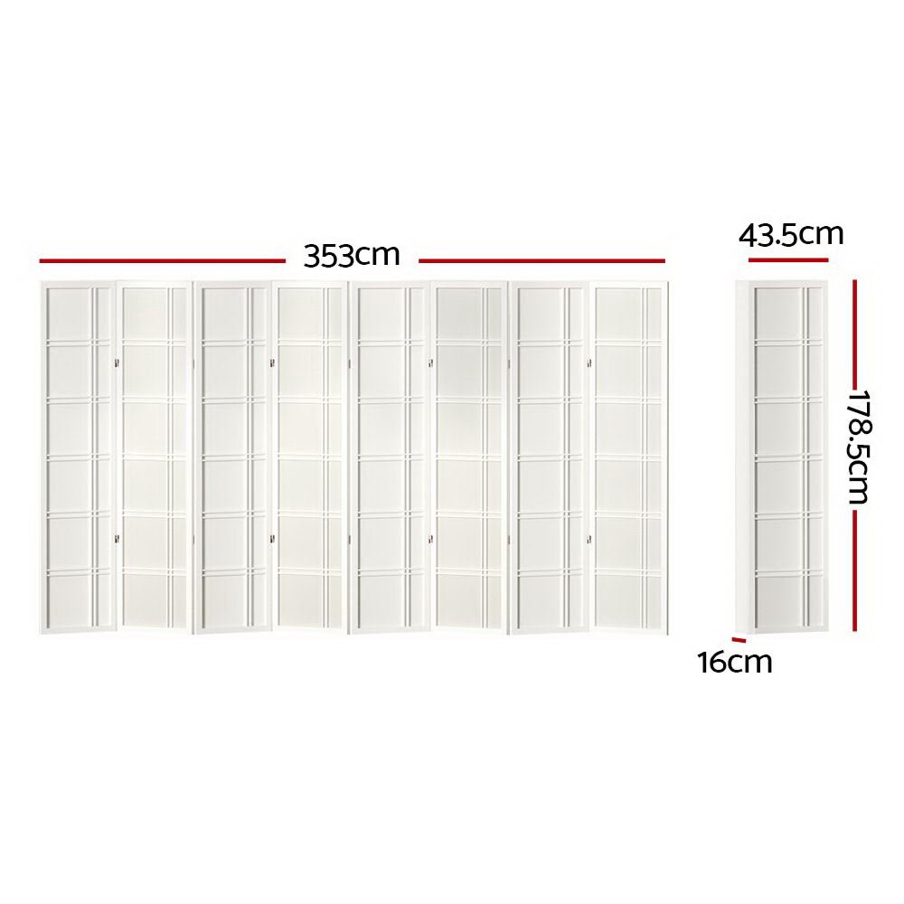 8 Panel Room Divider Screen 353x179cm Nova White - Furniture > Bedroom > Room Dividers - Rivercity House & Home Co. (ABN 18 642 972 209) - Affordable Modern Furniture Australia