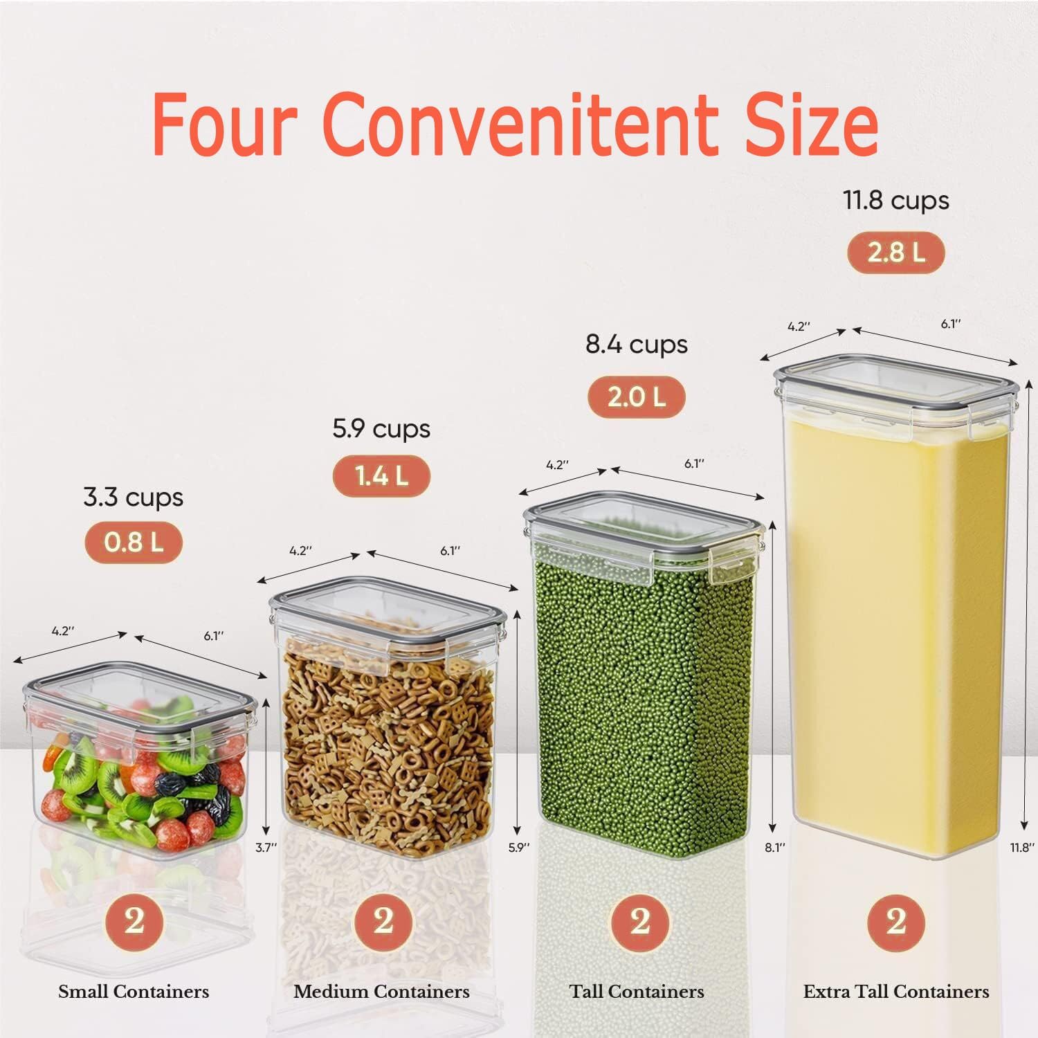 8 Piece Airtight Food Storage Containers Set with Lids & Labels - Clear - Home & Garden > Kitchenware > Food Storage - Rivercity House & Home Co. (ABN 18 642 972 209) - Affordable Modern Furniture Australia