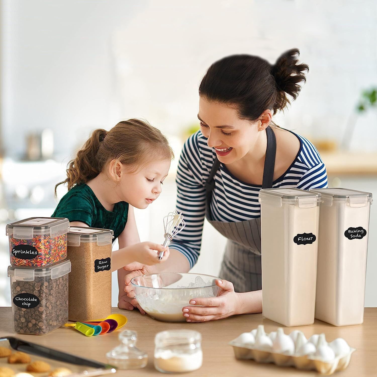 8 Piece Airtight Food Storage Containers Set with Lids & Labels - Clear - Home & Garden > Kitchenware > Food Storage - Rivercity House & Home Co. (ABN 18 642 972 209) - Affordable Modern Furniture Australia