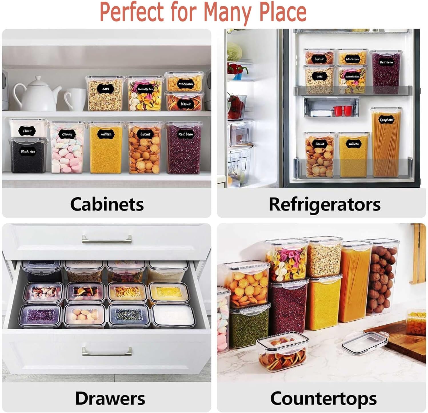 8 Piece Airtight Food Storage Containers Set with Lids & Labels - Clear - Home & Garden > Kitchenware > Food Storage - Rivercity House & Home Co. (ABN 18 642 972 209) - Affordable Modern Furniture Australia