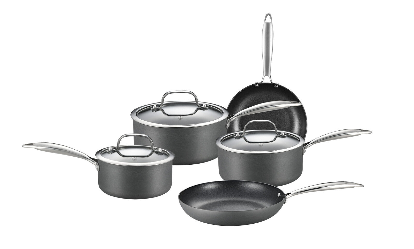 8 - Piece Cookware Set with Non - stick Coating and Glass Lids - Home & Garden > Kitchenware > Skillets & Frying Pans - Rivercity House & Home Co. (ABN 18 642 972 209) - Affordable Modern Furniture Australia