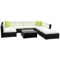 8 Piece Wicker Outdoor Lounge with Storage Cover - Beige