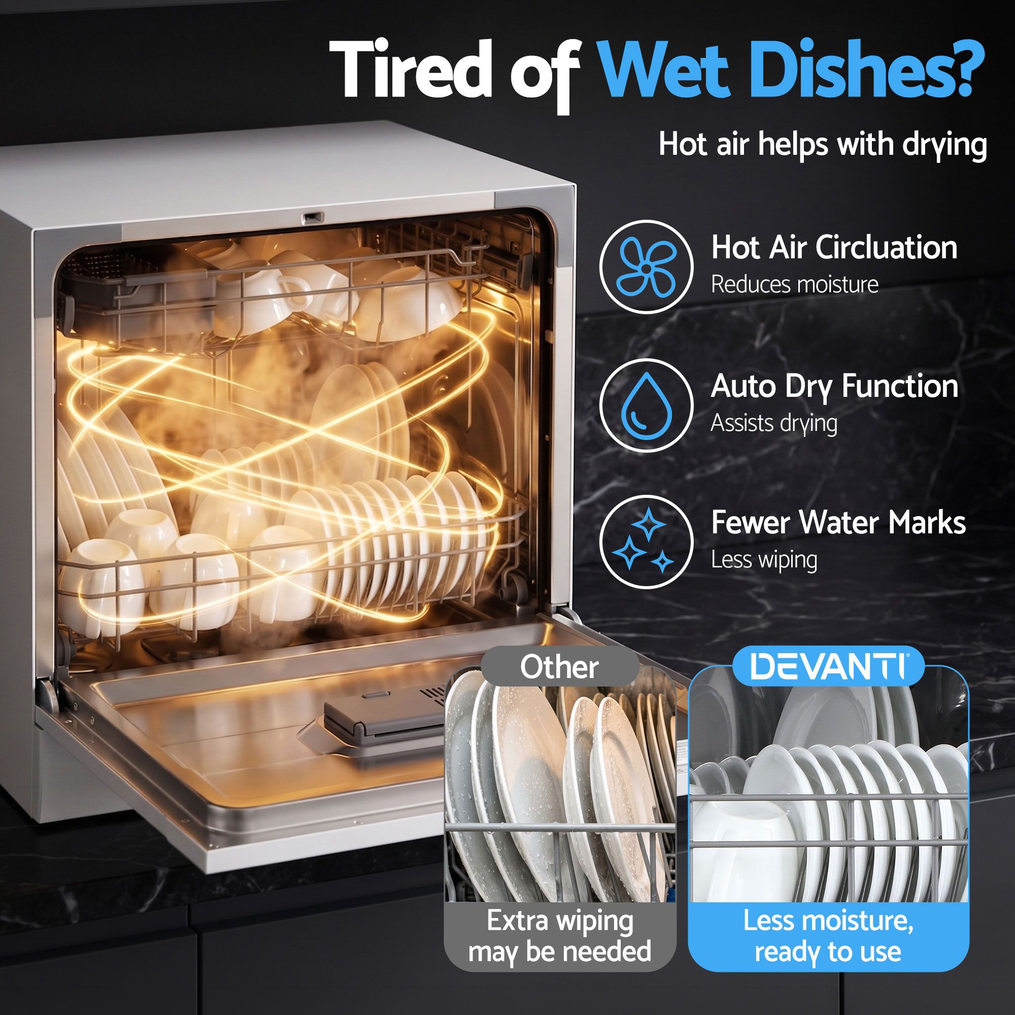 8 Place Settings Benchtop Dishwasher White - Appliances > Kitchen Appliances > Dishwashers - Rivercity House & Home Co. (ABN 18 642 972 209) - Affordable Modern Furniture Australia