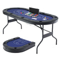 8 Player 1.8m Folding Poker Table with 300pcs Chips Set - Blue