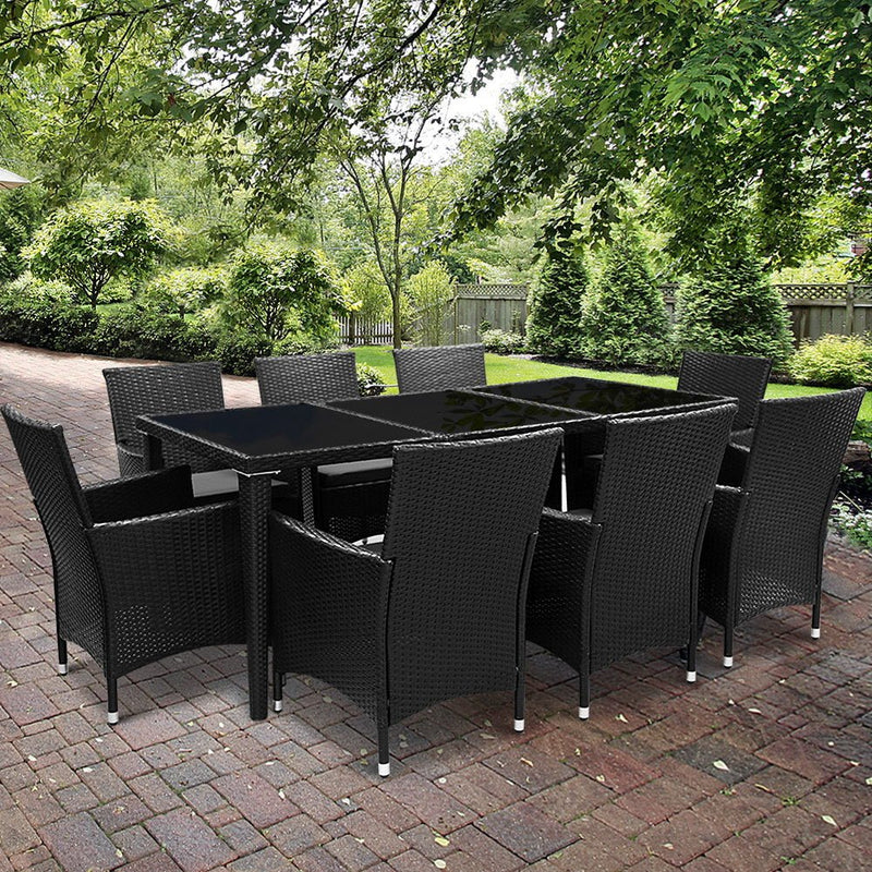 8 Seat Outdoor Dining Setting (Black) - Brand - Rivercity House & Home Co. (ABN 18 642 972 209) - Affordable Modern Furniture Australia