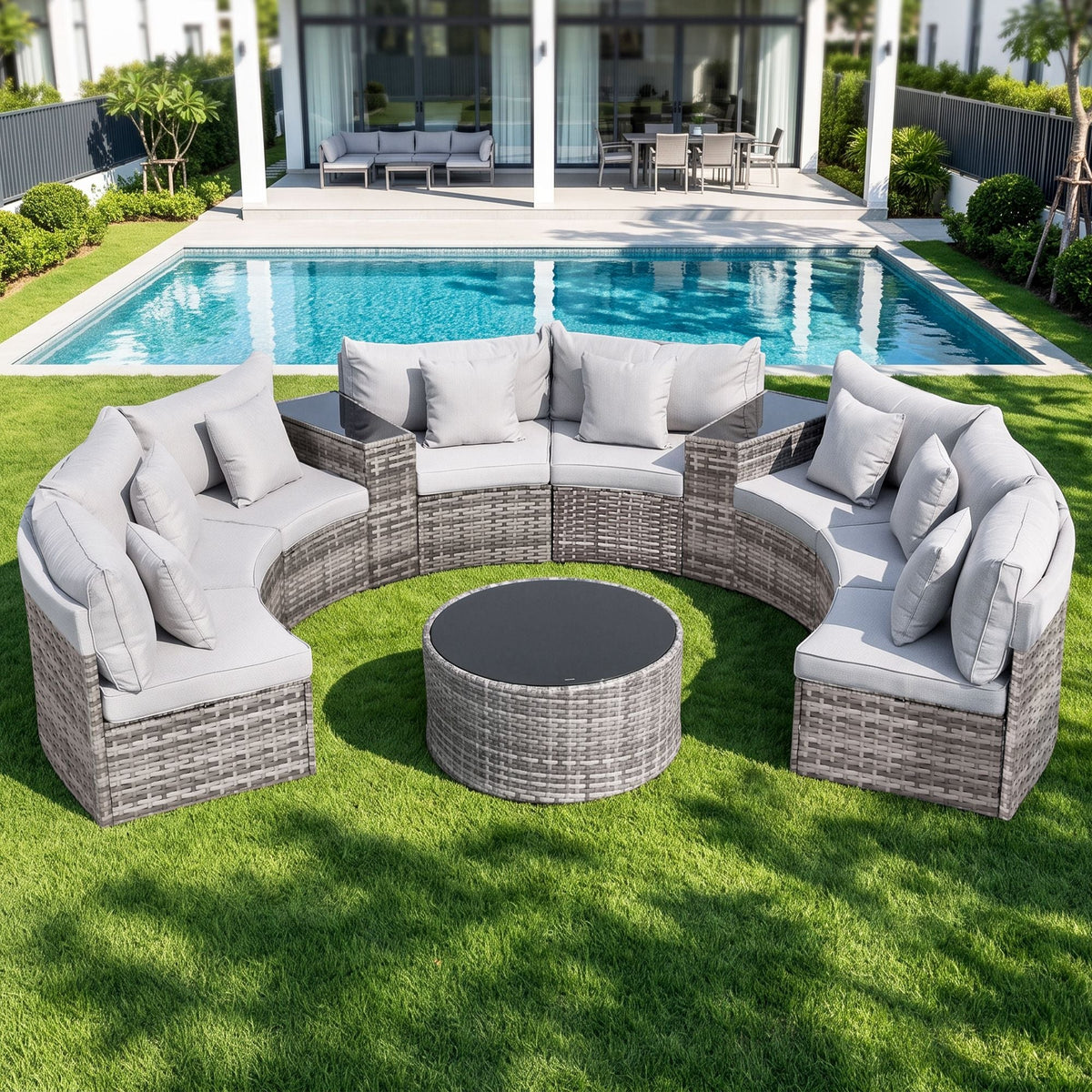 8 Seater Outdoor Sofa Set 11PCS Table Chair Set Garden Rattan Furniture - Furniture > Outdoor > Outdoor Sofas & Lounge Sets - Rivercity House & Home Co. (ABN 18 642 972 209) - Affordable Modern Furniture Australia