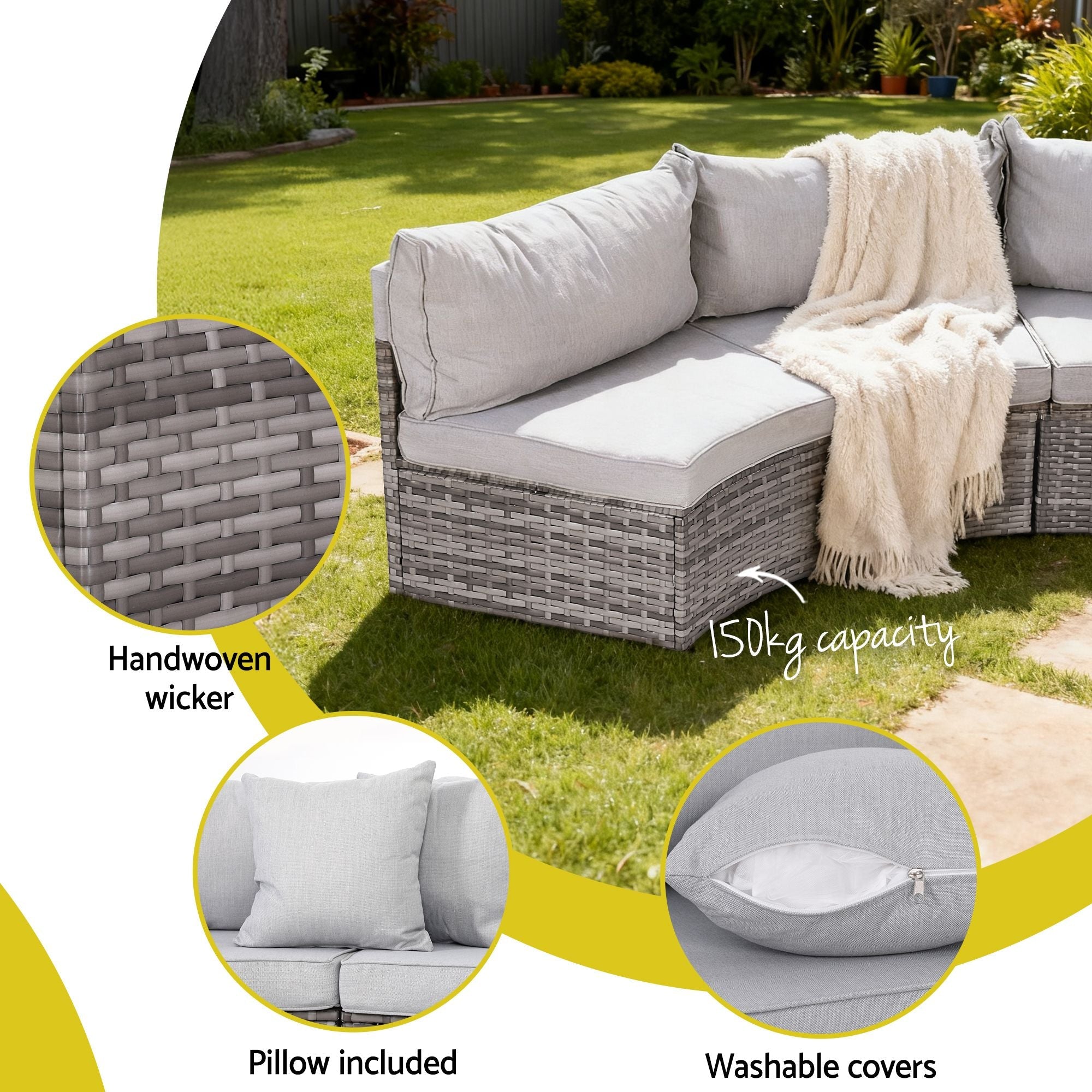 8 Seater Outdoor Sofa Set 14PCS Table Chair Set Rattan Patio Furniture - Furniture > Outdoor > Outdoor Sofas & Lounge Sets - Rivercity House & Home Co. (ABN 18 642 972 209) - Affordable Modern Furniture Australia