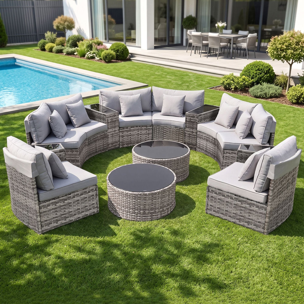 8 Seater Outdoor Sofa Set 14PCS Table Chair Set Rattan Patio Furniture - Furniture > Outdoor > Outdoor Sofas & Lounge Sets - Rivercity House & Home Co. (ABN 18 642 972 209) - Affordable Modern Furniture Australia