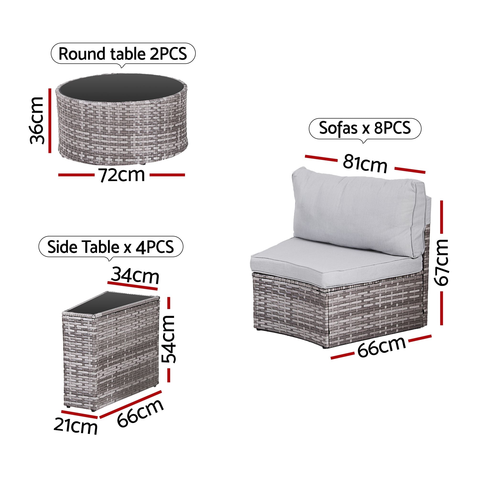 8 Seater Outdoor Sofa Set 14PCS Table Chair Set Rattan Patio Furniture - Furniture > Outdoor > Outdoor Sofas & Lounge Sets - Rivercity House & Home Co. (ABN 18 642 972 209) - Affordable Modern Furniture Australia