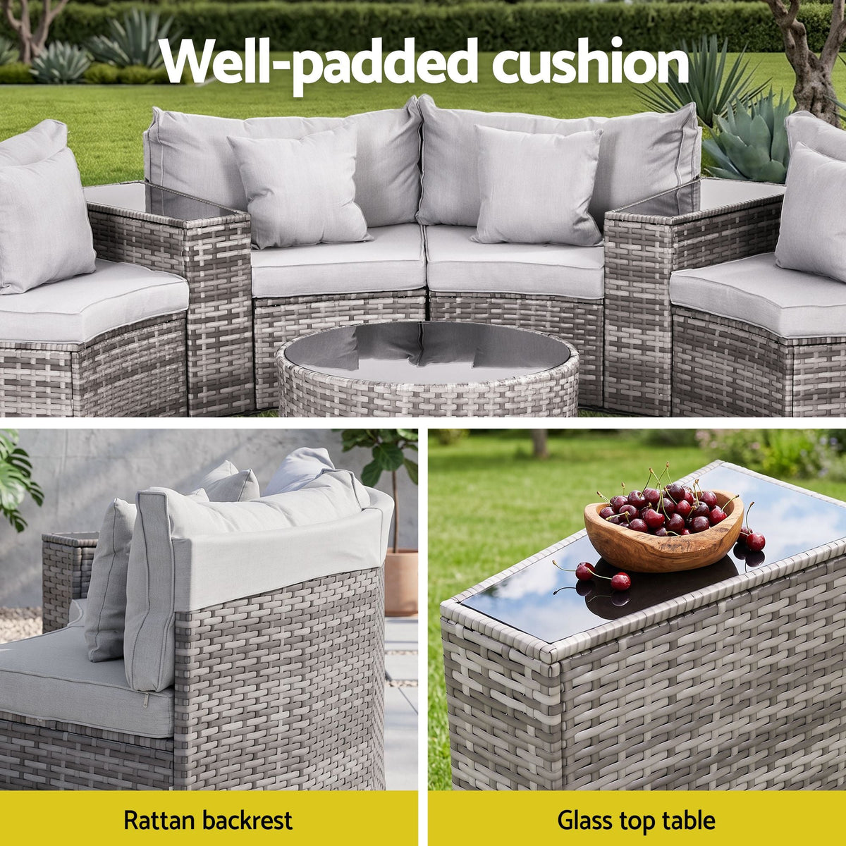 8 Seater Outdoor Sofa Set 14PCS Table Chair Set Rattan Patio Furniture - Furniture > Outdoor > Outdoor Sofas & Lounge Sets - Rivercity House & Home Co. (ABN 18 642 972 209) - Affordable Modern Furniture Australia