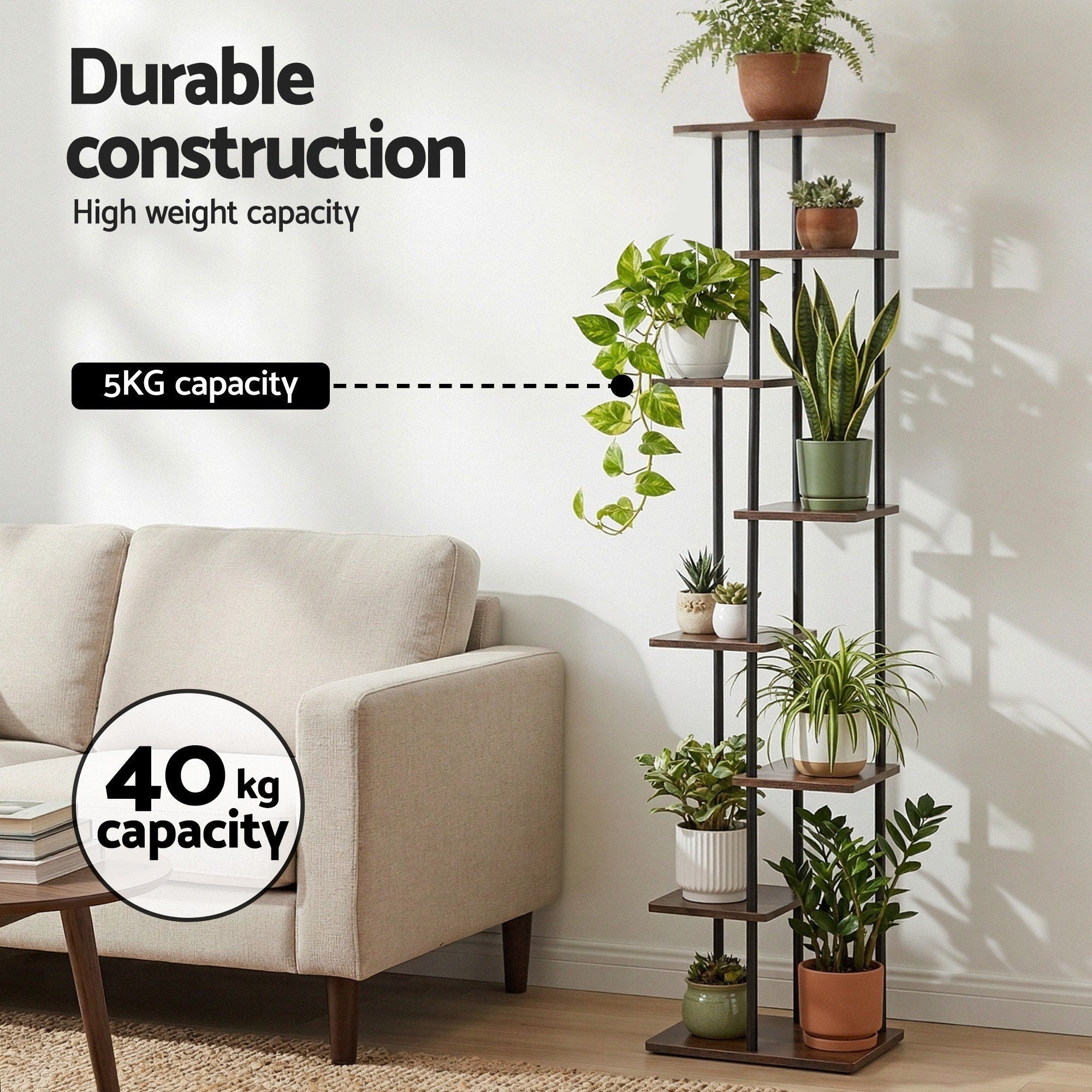 8 Tiers Plant Stand Metal Flower Pots Shelf Indoor Outdoor Garden Home - Home & Garden > Artificial Plants > Pots, Planters & Accessories - Rivercity House & Home Co. (ABN 18 642 972 209) - Affordable Modern Furniture Australia