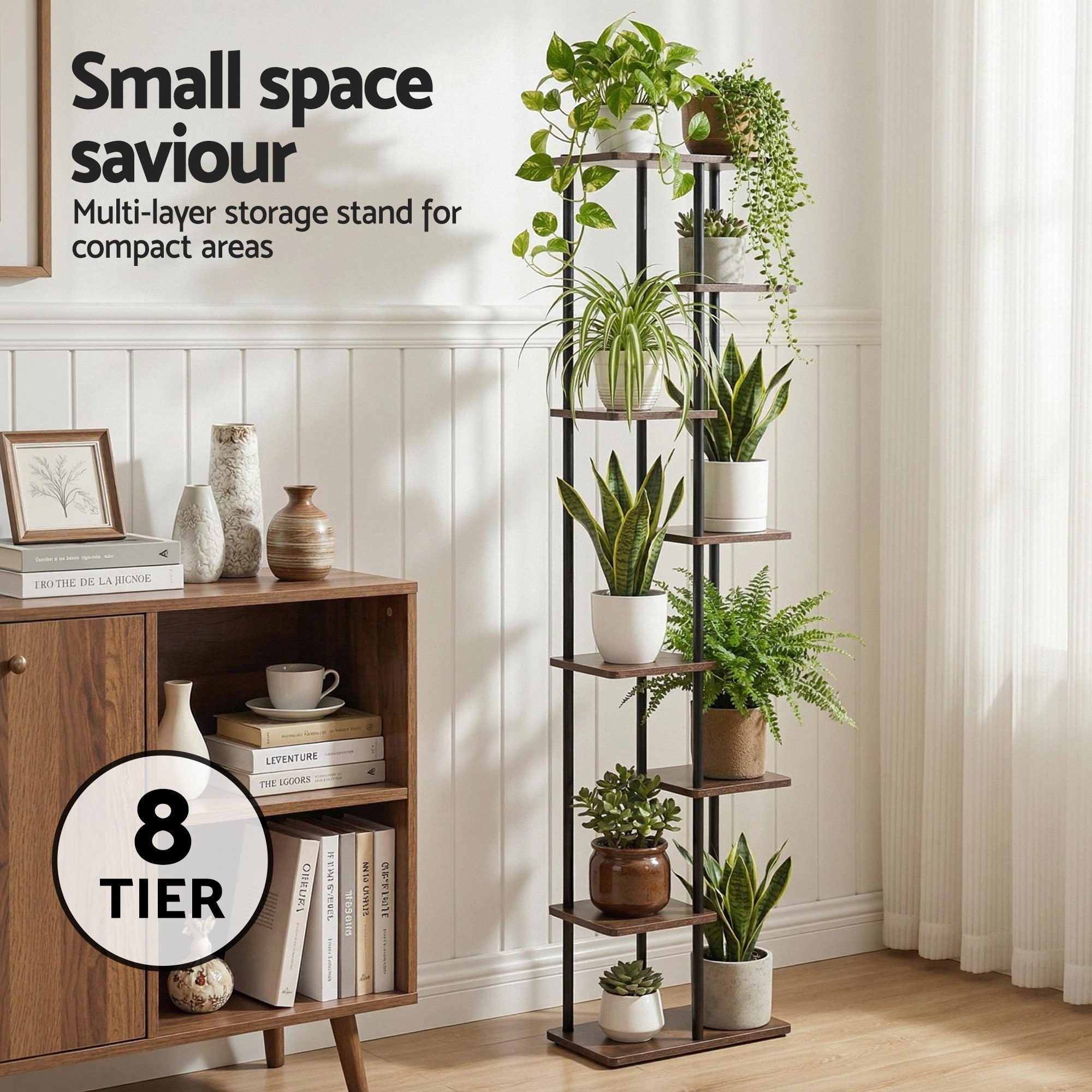 8 Tiers Plant Stand Metal Flower Pots Shelf Indoor Outdoor Garden Home - Home & Garden > Artificial Plants > Pots, Planters & Accessories - Rivercity House & Home Co. (ABN 18 642 972 209) - Affordable Modern Furniture Australia