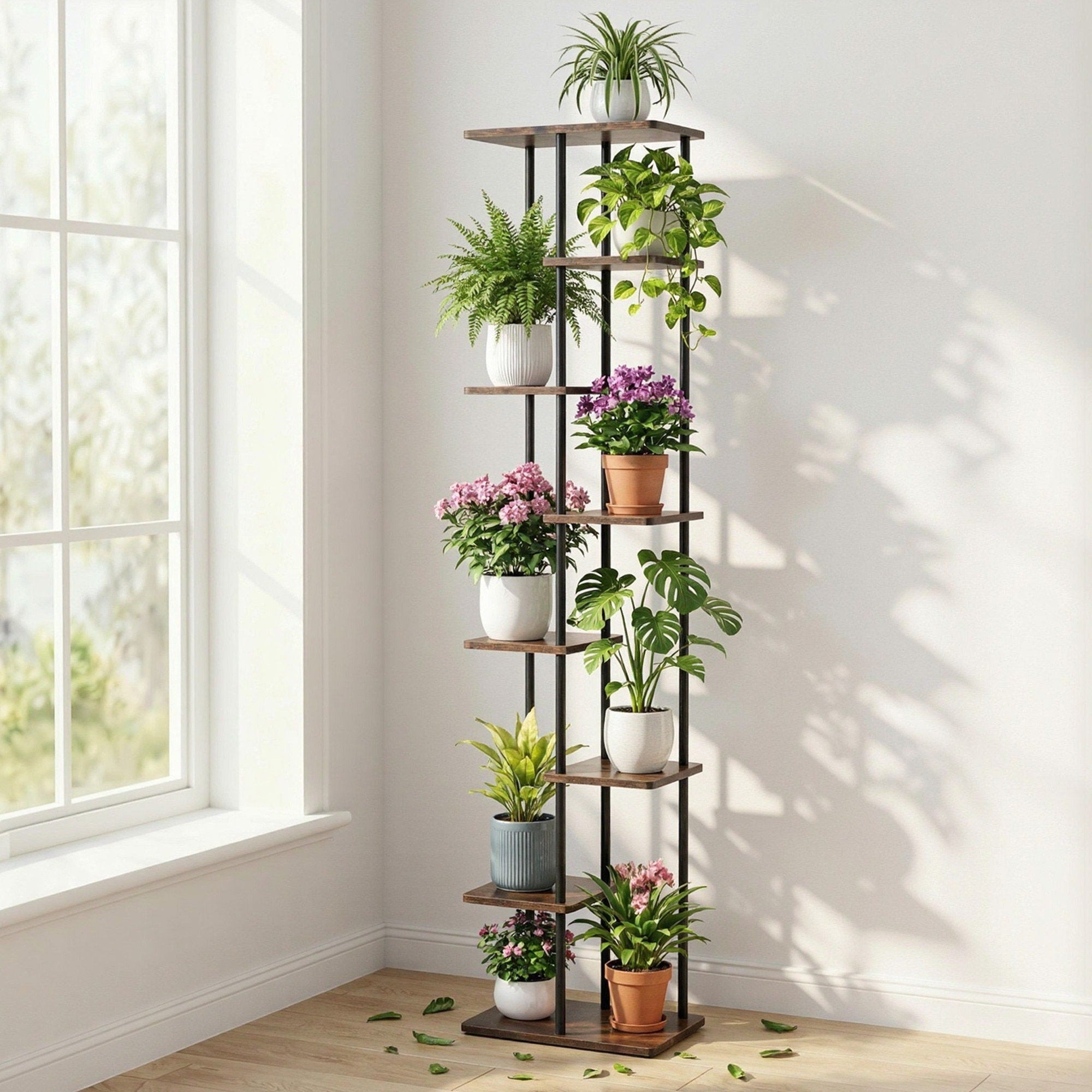 8 Tiers Plant Stand Metal Flower Pots Shelf Indoor Outdoor Garden Home - Home & Garden > Artificial Plants > Pots, Planters & Accessories - Rivercity House & Home Co. (ABN 18 642 972 209) - Affordable Modern Furniture Australia
