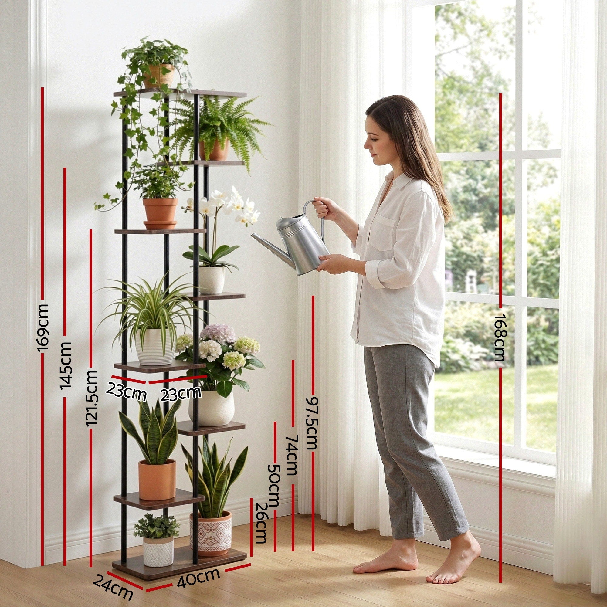 8 Tiers Plant Stand Metal Flower Pots Shelf Indoor Outdoor Garden Home - Home & Garden > Artificial Plants > Pots, Planters & Accessories - Rivercity House & Home Co. (ABN 18 642 972 209) - Affordable Modern Furniture Australia