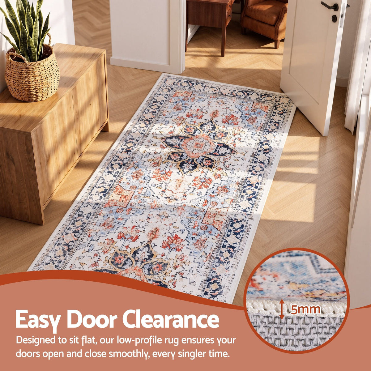 80 x 180 cm Runner Rug for Living Room, Kitchen, Entryway & Bedroom – Crease-Free, Foldable, Water-Repellent, Non-Shedding, Polyester - Home & Garden > Rugs > Round Rugs - Rivercity House & Home Co. (ABN 18 642 972 209) - Affordable Modern Furniture Australia