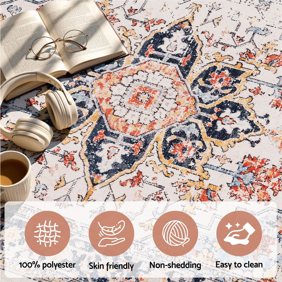 80 x 180 cm Runner Rug for Living Room, Kitchen, Entryway & Bedroom – Crease-Free, Foldable, Water-Repellent, Non-Shedding, Polyester - Home & Garden > Rugs > Round Rugs - Rivercity House & Home Co. (ABN 18 642 972 209) - Affordable Modern Furniture Australia